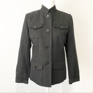 Kenneth Cole black military jacket size 6 button down utility